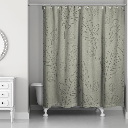 Green Large Leaves Shower Curtain
